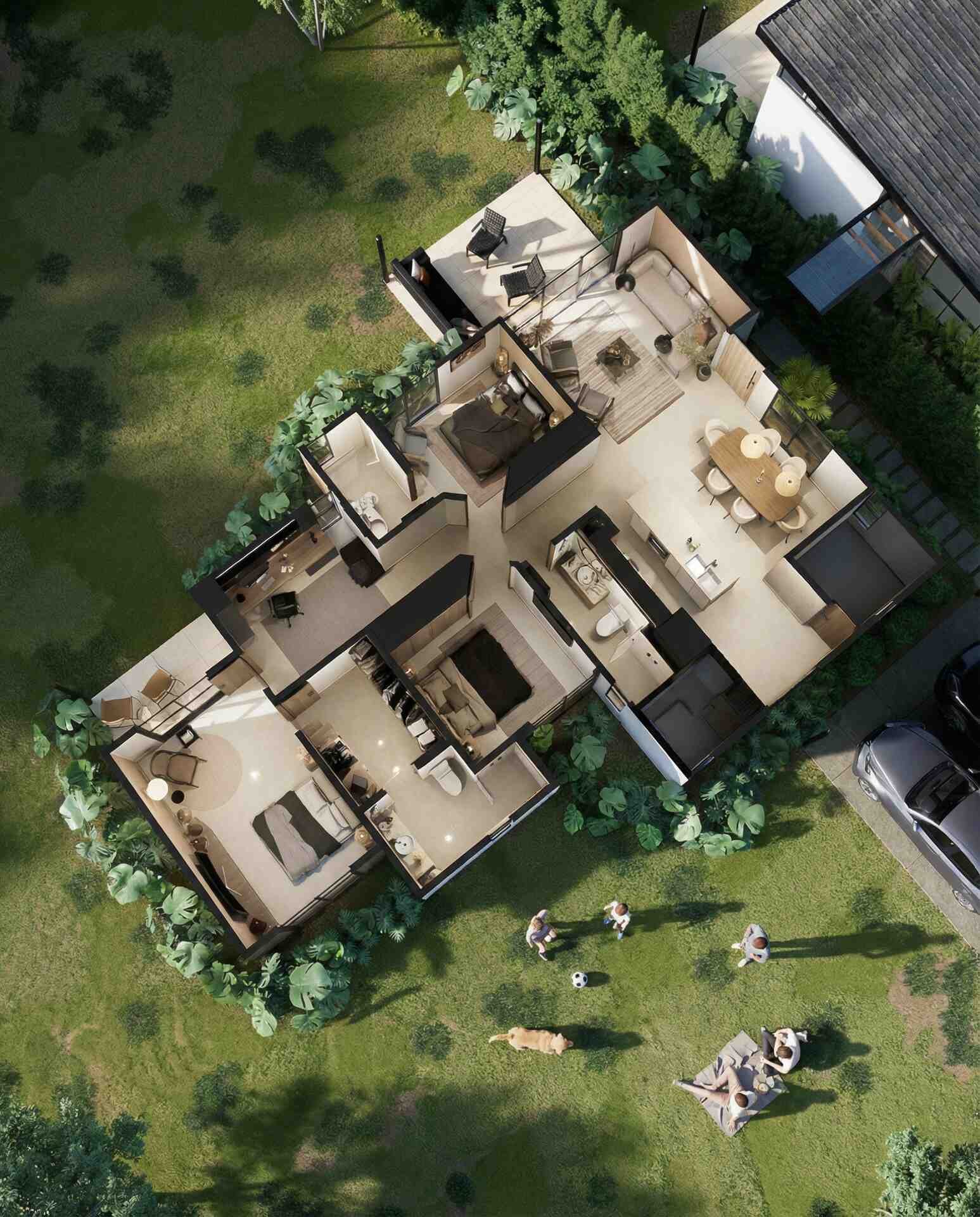 Planta arquitectónica cenital de la casa